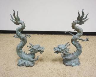 1171	2 BRONZE ASIAN GARDEN DRAGONS, EACH APPROXIMATELY 35 IN HIGH
