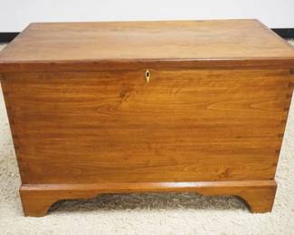 1170	ANTIQUE DOVETAILED PINE BLANKET CHEST ON BRACKET FEET W/INTERIOR GLOVE BOX, APPROXIMATELY 38 IN X 21 IN X 24 IN HIGH
