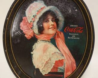1119	ANTIQUE COCA-COLA TRAY, DRINK COCA-COLA, TRAY MARKED PASSAIC METAL WARE CO, PASSAIC NJ, STELAD SIGNS, APPROXIMATELY 12 1/2 IN X 15 1/4 IN, SOME WEAR TO TOP OF TRAY
