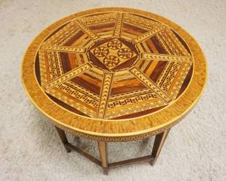 1161	GEOMETRIC INLAID OCCASSIONAL TABLE, APPROXIMATELY 28 IN X 21 IN HIGH
