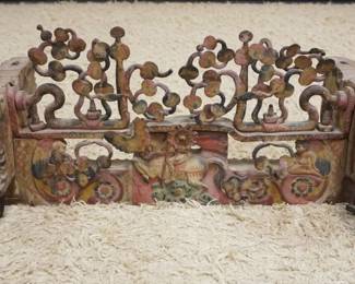 1176	ANTIQUE ORNATE PAINT DECORATED RON & CARVED WOOD CROSS STRUCTURE FOR UNDER A CART, APPROXIMATELY 42 IN X 16 IN X 13 IN HIGH

