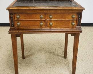 1163	VICTORIAN 4 DRAWER STORE CLERKS DESK W/FLIP TOP DESK LID & INKWELL RECEPTICAL, APPROXIMATELY 30 IN X 22 IN X 44 IN HIGH
