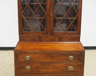 1183	MAHOGANY FEDERAL 2 PART SECRETARY DESK, TOP HAVING 2 DOORS W/INDIVIDUAL PANES, APPROXIMATELY 38 IN X 19 IN X 72 IN HIGH

