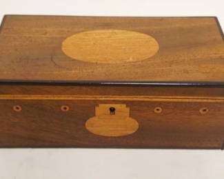 1104	ANTIQUE MAHOGANY INLAID & BANDED TEA CADDY, APPROXIMATELY 4 IN X 7 1/2 IN X 3 IN H
