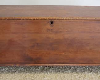 1203	ANTIQUE PINE 6 BOARD DOVETAILED BLANKET CHEST WITH GLOVE BOX, APPROXIMATELY 55 IN X 20 IN X 26 IN H
