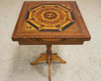 1162	VICTORIAN STAR INLAID LAMP TABLE, APPROXIMATELY 22 IN SQUARE X 32 IN HIGH
