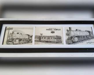 Lot 39: 3 hand drawn pictures in a frame by Jack M. Johnson