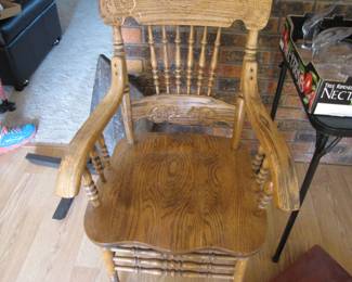 Two Wood Arm Chairs