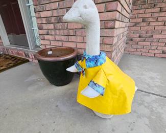 $40 Cement Goose statue in excellent condition, Goose outfits in next picture. SOLD-Pot