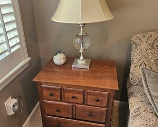 $60 Ethan Allen Country Crossing chair-side chest, $40 Lamp