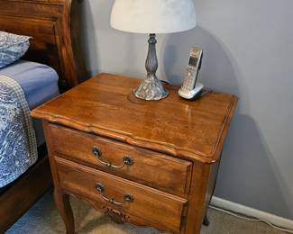 $30 Ethan Allen Country French side table, damage on top.  SOLD-  (2) "Hidden" Rose lamp