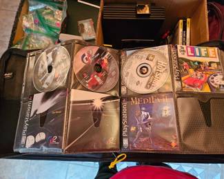 PS2 games in carrying case (25 estimate), $3 ea unless marked