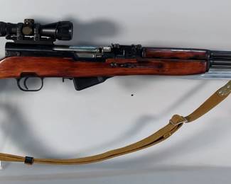 Russian SKS 7.62x39 Rifle SN# CCCP77160, Folding Bayonet, 5x32 Scope, Flash Hider, Canvas Sling
