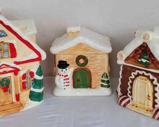 3 Christmas House Cookie Jars