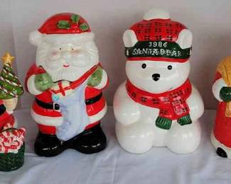 3 Santa And 1 Santa Bear Cookie Jars