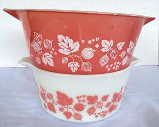 Pyrex Pink White Gooseberry Casserole Dishes