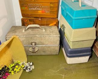 Six Tackleboxes With Fishing Gear In Basement 