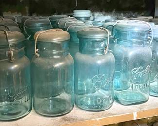 40 Blue Ideal Perfect Ball Jars In Basement 