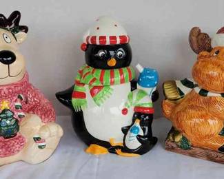 Reindeer, Penguin, Moose Cookie Jars