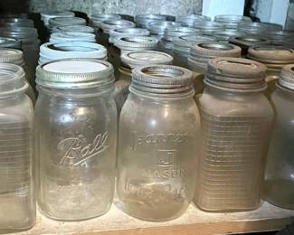 30 Mason  Ball Jars In Basement 