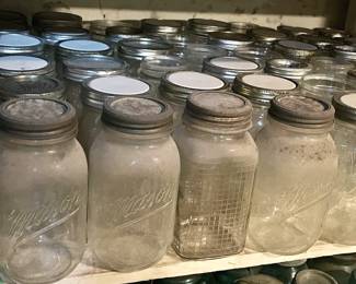 45 Mason  Ball Jars In Basement 