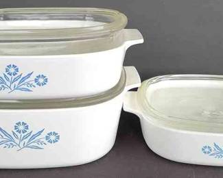 Three Corning Ware Dishes 1 Four Quart Casserole Dish And 2 Baking Pans