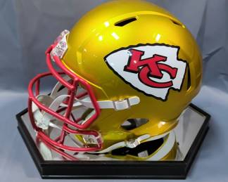 Bobby Bell (HOF) Kansas City Chiefs Autographed Helmet, JSA COA And COA Sticker, In Display Case