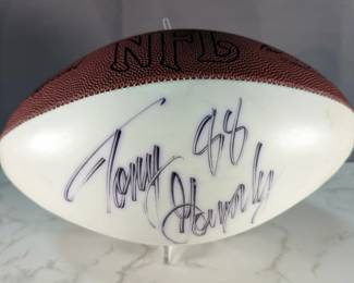 Tony Gonzalez Kansas City Chiefs Autographed Football, On Display Stand