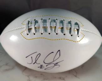 Jamaal Charles Kansas City Chiefs Autographed Football, On Display Stand, Stand Is Broken