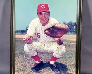 Johnny Bench(HOF) Cincinnati Reds Autographed Photo, Framed Under Class, Approx 8" W x 10" T