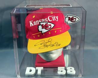 Derrick Thomas (HOF) Kansas City Chiefs Signed Hat, JSA COA Sticker And COA Card