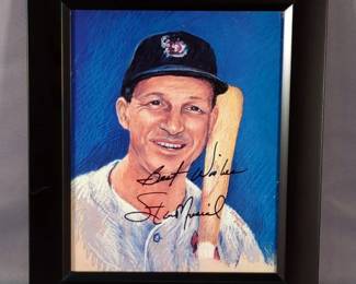 Stan Musial (HOF) Autographed Art Work, Stan Musial COA, 12" X 10"