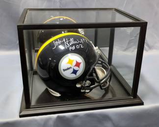 John Stallworth (HOF) Pittsburg Steelers Autographed Helmet, JSA COA Sticker, In Display Case