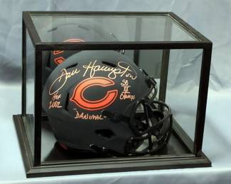 Dan Hampton (HOF) Chicago Bears Autographed Helmet, Schwartz Sports Memorabilia COA And COA Sticker, In Display Case