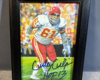 Curley Culp (HOF) Kansas City Chiefs Autographed Limited Edition 2013 Hall Of Fame Induction Art Collection Image, Tristar COA Sticker, 7" H X 5" W C