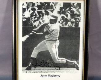 John Mayberry Kansas City Royals Autographed Photo, Framed Under Glass, Approx 9" W x 11" T