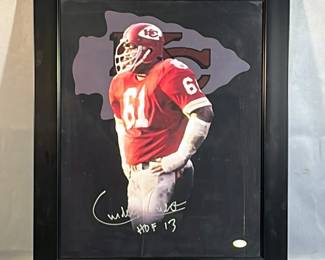 Curley Culp (HOF) Kansas City Chiefs Autographed And Framed Photo, PSA COA And COA Sticker, 23.5" H X 19.5" W
