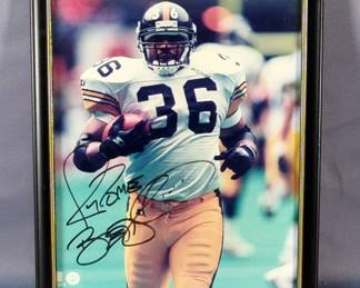 Jerome Bettis (HOF) Pittsburgh Steelers Autographed Photo, Framed Under Glass, Approx 9" W x 11" T
