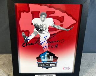 Emmitt Thomas (HOF) Kansas City Chiefs Autographed Hall Of Fame Induction Photo, PSA COA Sticker And COA Card, 9" X 11"
