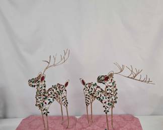GOLD METAL AND GLITTER BEADED REINDEER