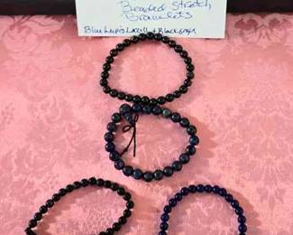 BLACK BLUE BEADED STRETCH BRACELETS
