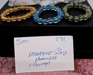 MURANO GLASS BEADED BRACELETS AND EARRING SETS