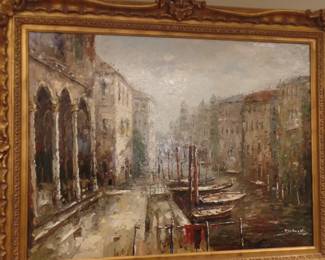 G. approx. 5'x4' British artist Portages cannel scene, list price $1,600.00 buy now $800.00