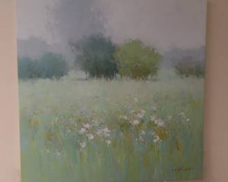 J. 30"x30" canvas only British artist original oil on canvas "Wild Flowers" price $7000 buy now $350.00