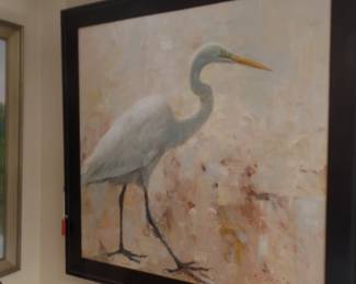 C. size 42"x42" with frame egret American artist list price $1,250 buy now $500.00 original oil on canvas, Italian artist