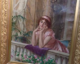 1E. antique oil painting, some damage, holes in canvas, selling as is price $950 buy now $600.00..sold