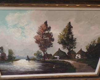 T. 1960's oil painting approx. size 4'x29" price $300 buy now $195
