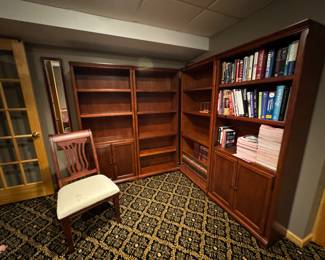Bookshelves and chairs (4 of these chairs available)