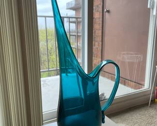 Dramatic! Viking or? 1960/s? Art Glass Pitcher