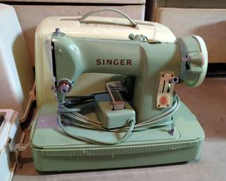 Riccar Portable Electric Sewing Machine And Mid Century Singer Portable Electric Sewing Machine